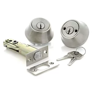 CERROJO DOBLE LLAVE CROMO MATE